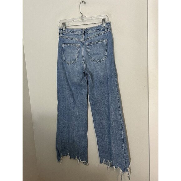 We The Free High Rise Straight Wide Leg Raw Hem Jeans Size 25 - Picture 5 of 12